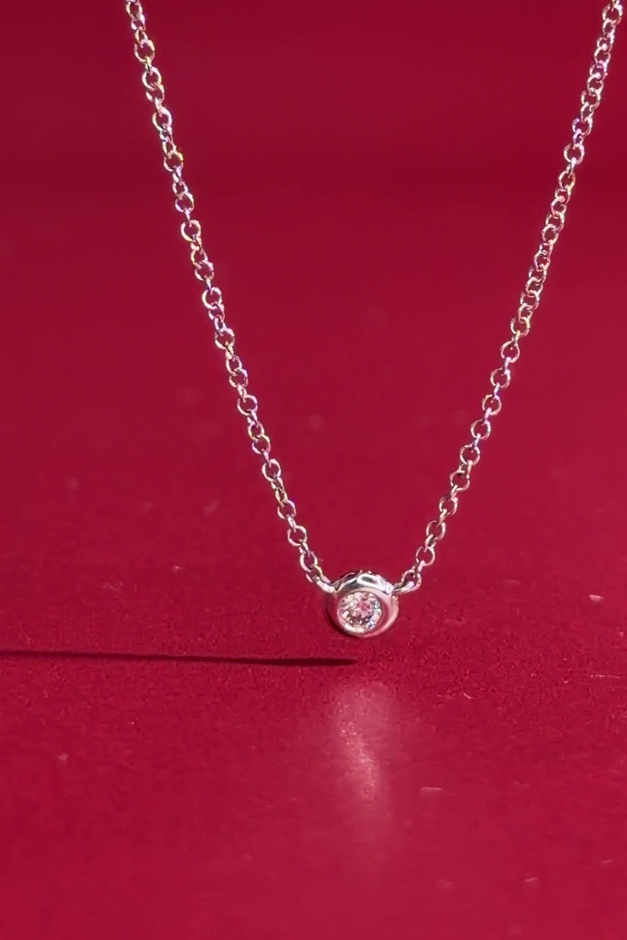 Mini Diamond Bezel Necklace 14k White Gold