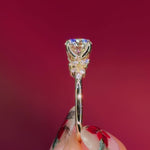 round yellow gold cluster petal prong engagement ring