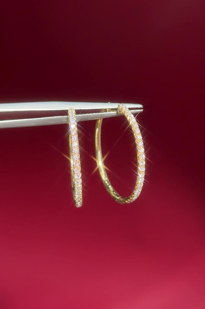 Skinny 25mm Pavé Hoops Yellow Gold