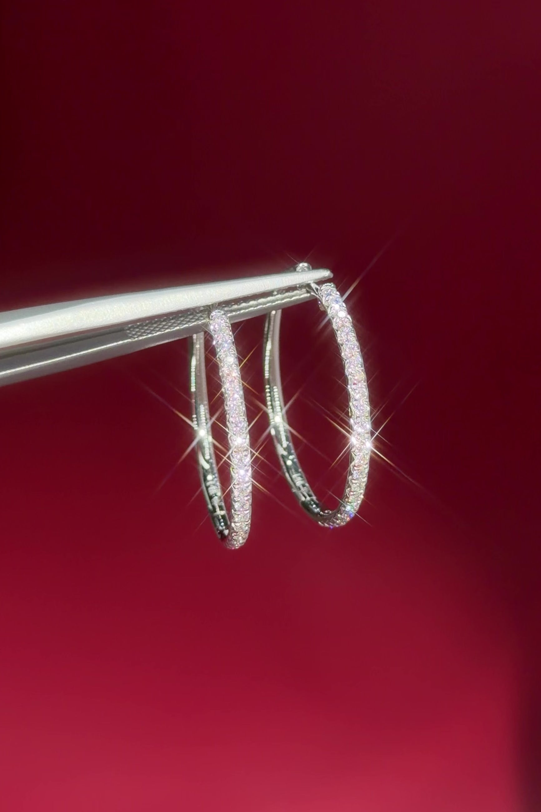 Skinny 25mm Pavé Hoops White Gold huntington beach jewelry store princess bride diamonds