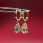 3.5ct Pear Drop High Polish Hoops Yellow Gold