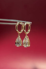 3.5ct Pear Drop High Polish Hoops Yellow Gold