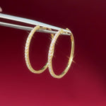Skinny 25mm Pavé Hoops Yellow Gold