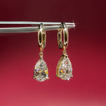 3.5ct Pear Drop High Polish Hoops Yellow Gold