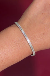 Petite East West Baguette Bangle White Gold
