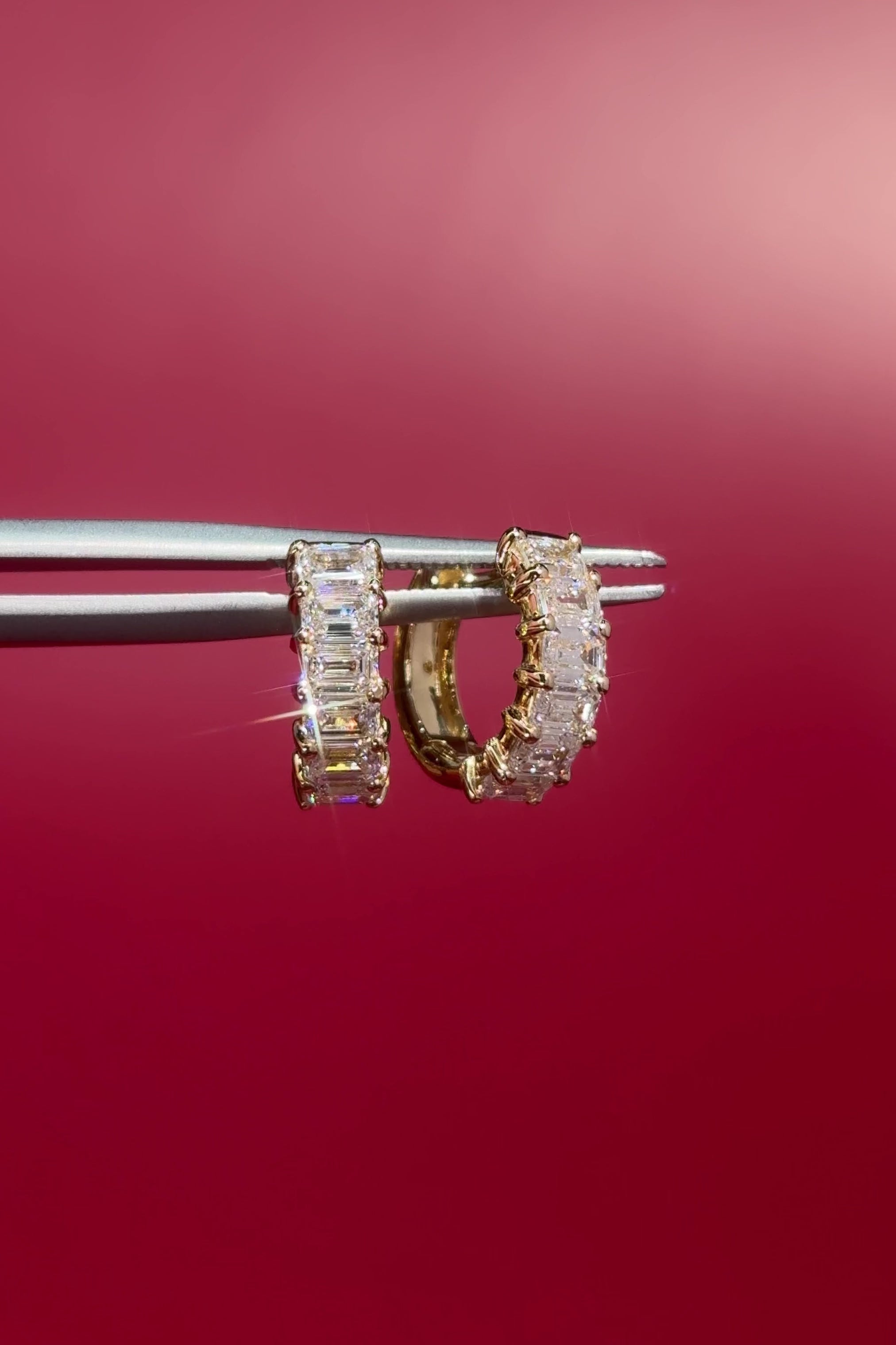 Emerald Lab Diamond Huggies 14k Yellow Gold