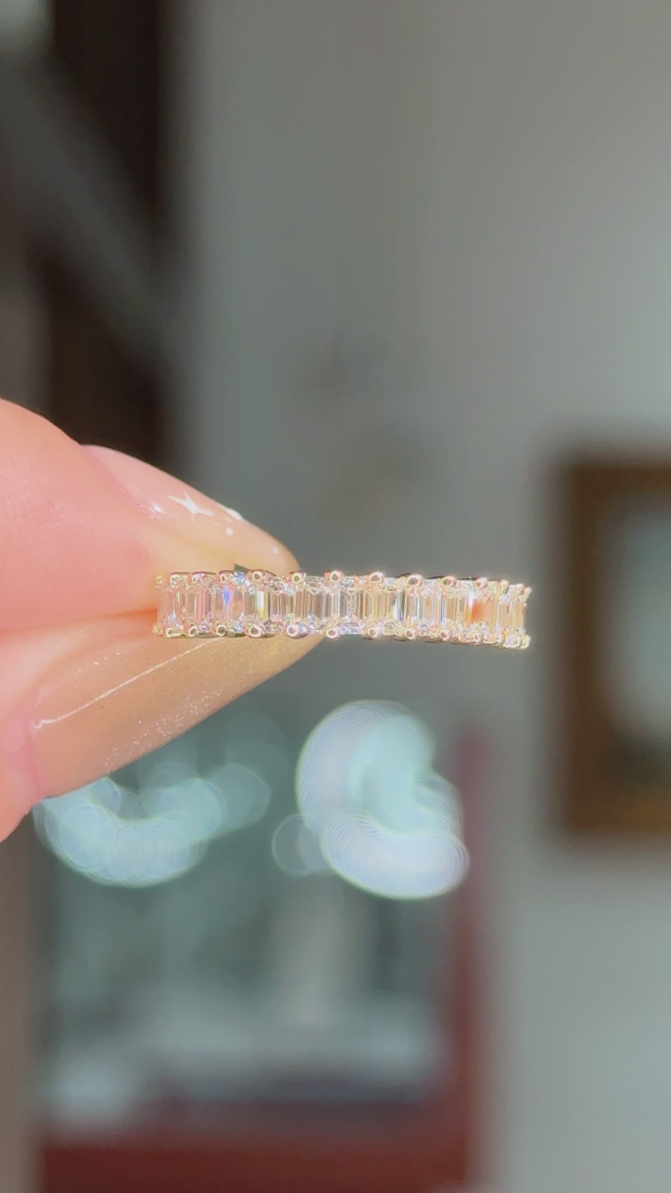 3.0mm Mini Emerald Lab Diamond Ring 50% Eternity