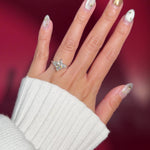 marquise lab diamond white gold engagement ring side stone nature inspired on hand