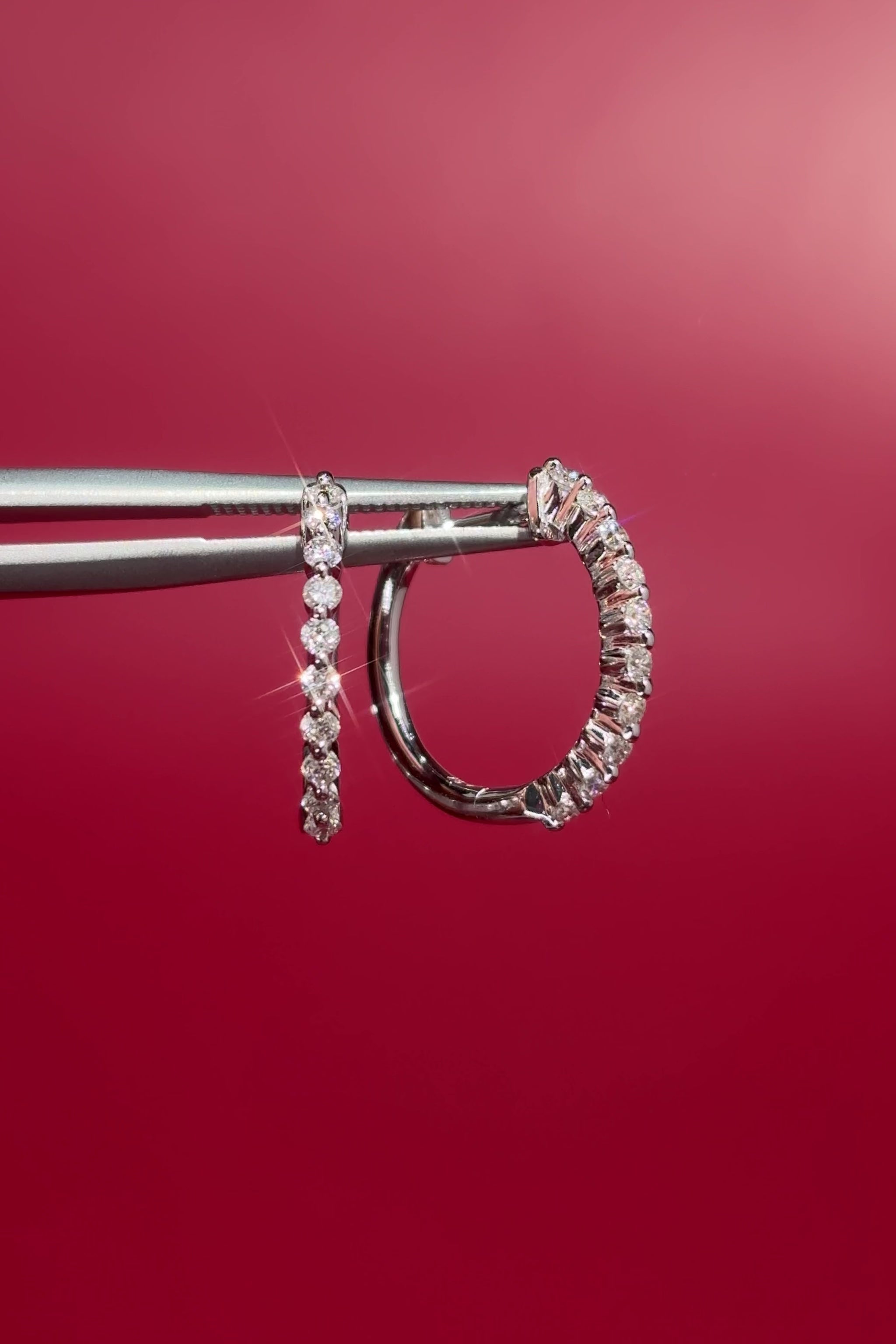 15mm Floating Diamond Hoops 14k White Gold