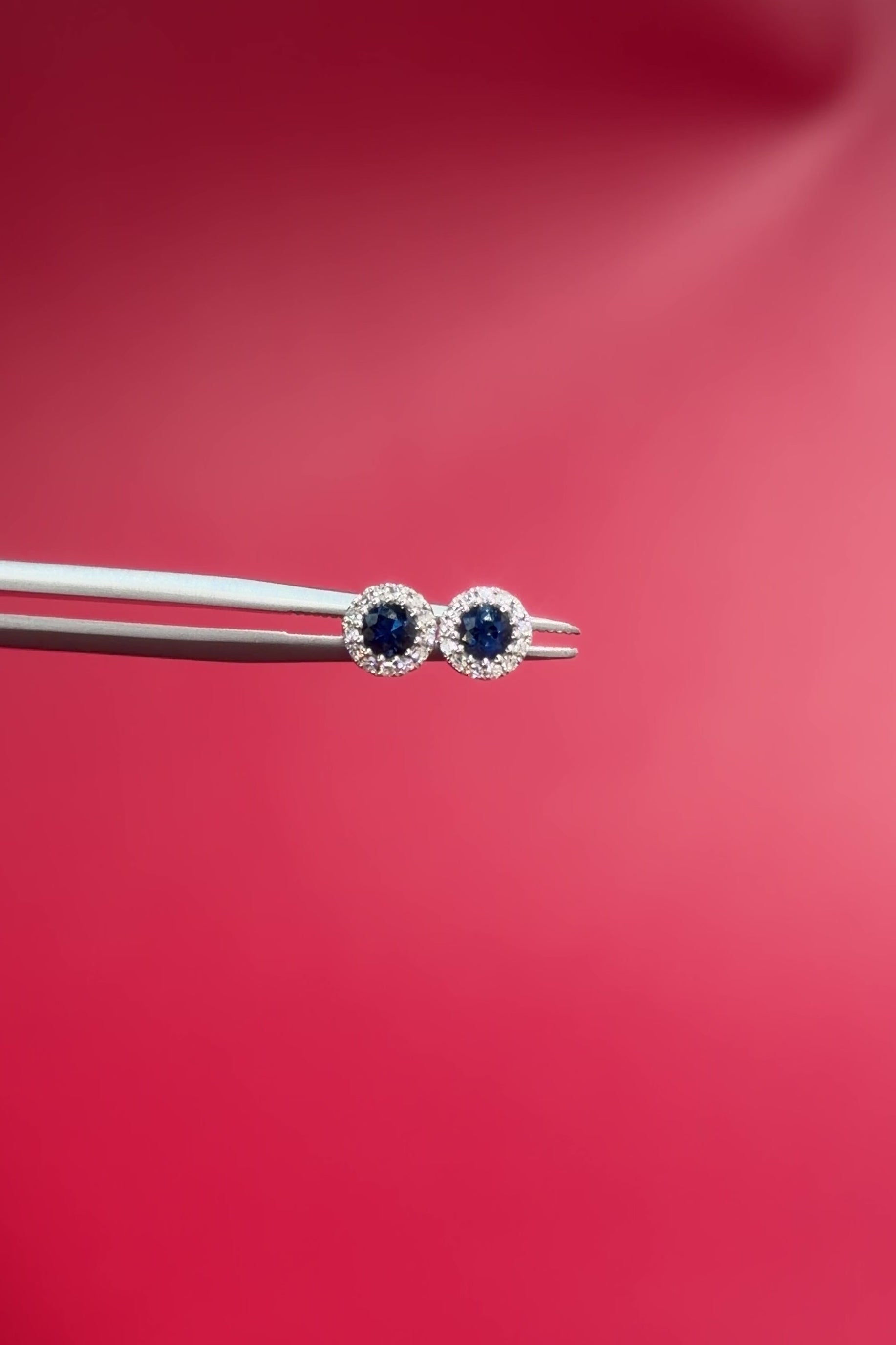 Blue Sapphire Halo Studs