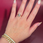 2.50ct D-VS1 Radiant Lab Diamond Alice. The Alice features a classic high polish band with a hidden inner under halo and cathedral-style body with a diamond bridge.