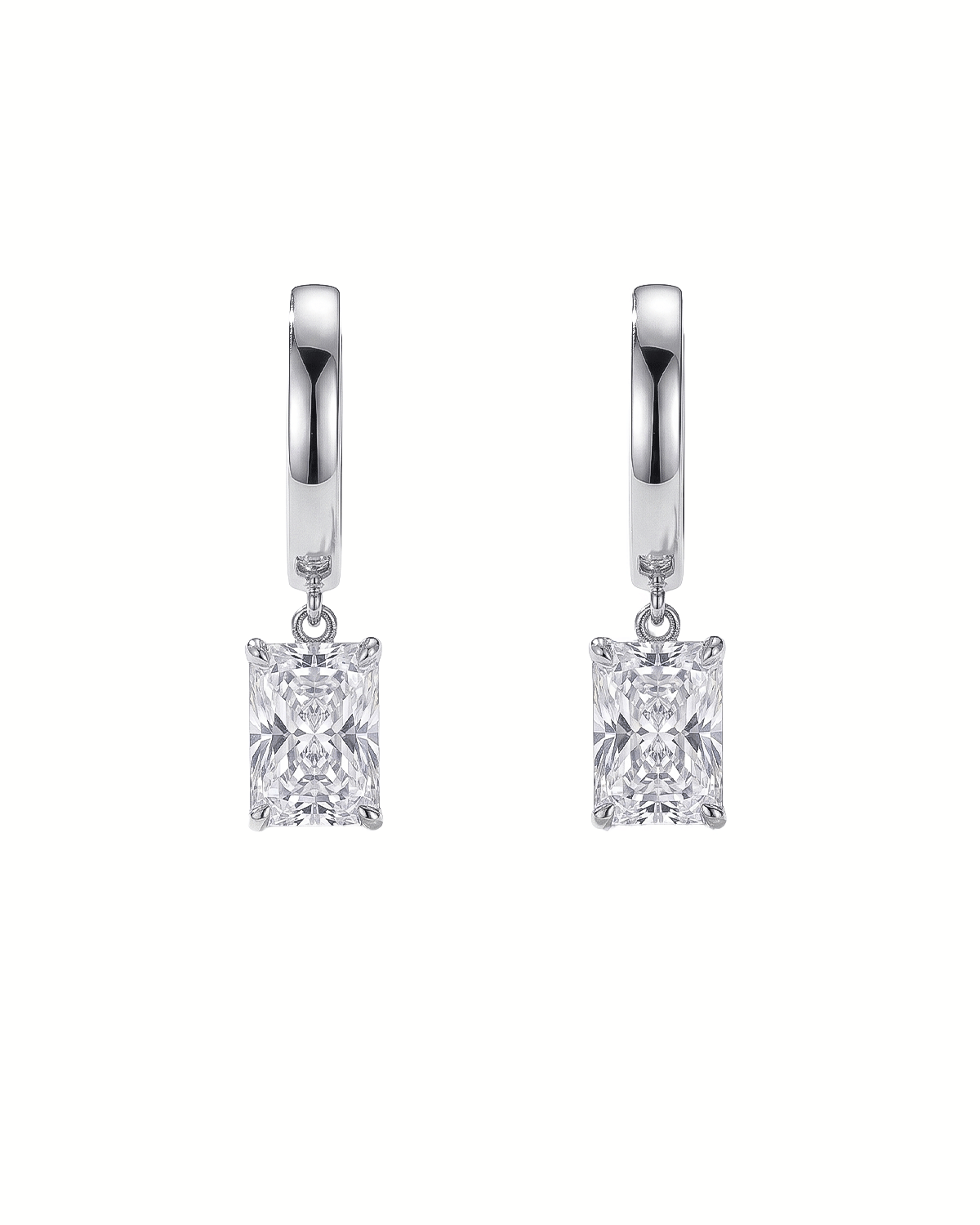 2.52cttw Radiant High Polish Huggie Drop White Gold