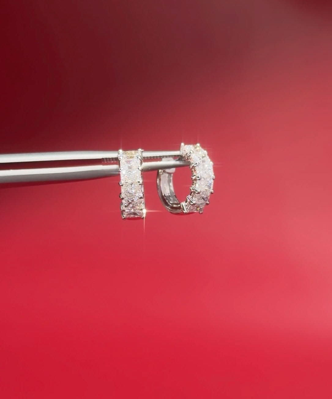 Radiant Lab Diamond Huggies White Gold - PBD Earrings