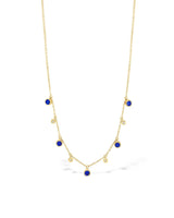 Round Bezel Lapis Lazuli and Diamonds Necklace
