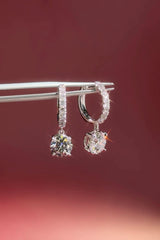 Round Diamond Drop Hoops White Gold