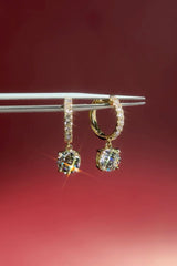 Round Diamond Drop Hoops Yellow Gold