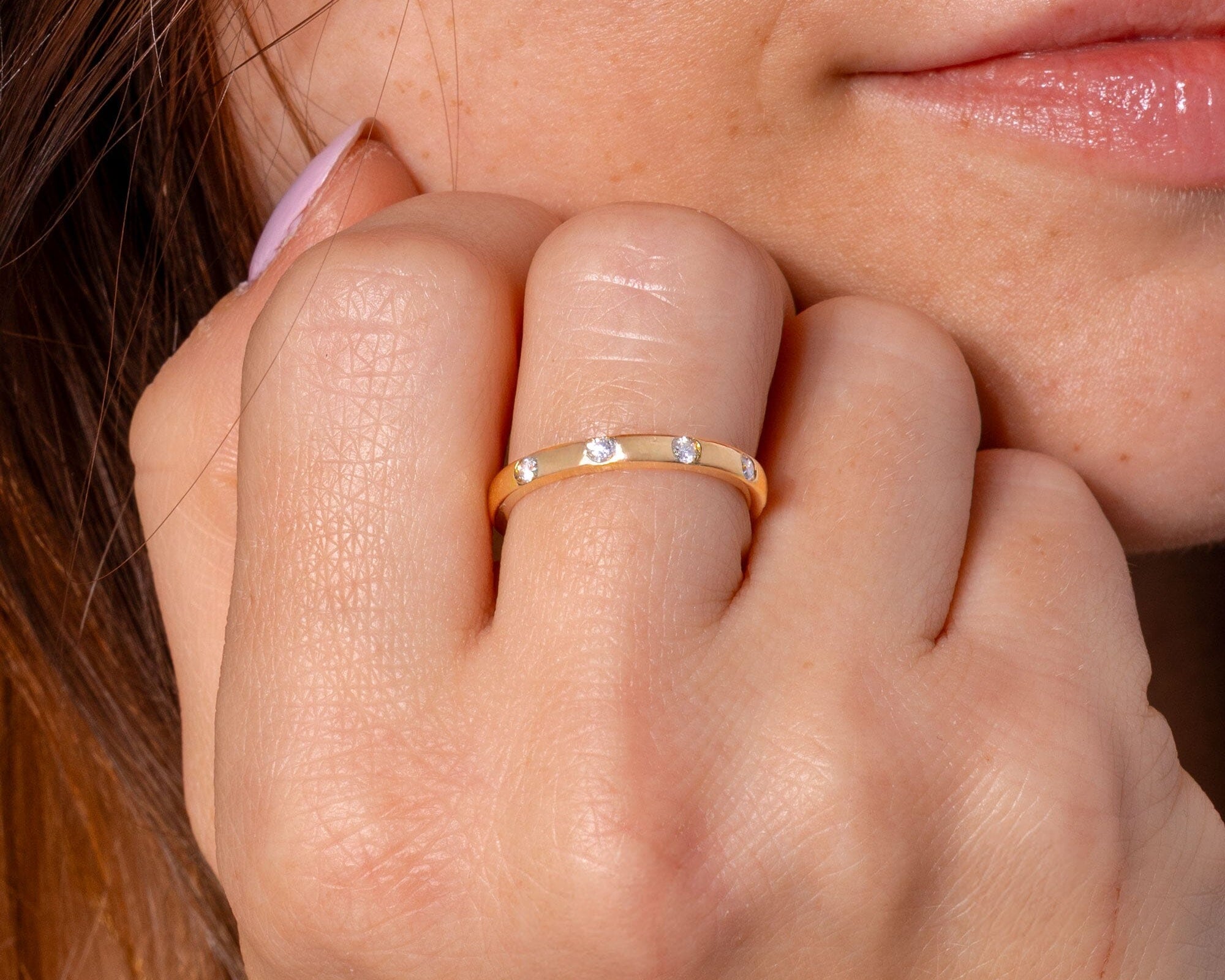 Round Diamond Inlay Band Rings Princess Bride Diamonds 