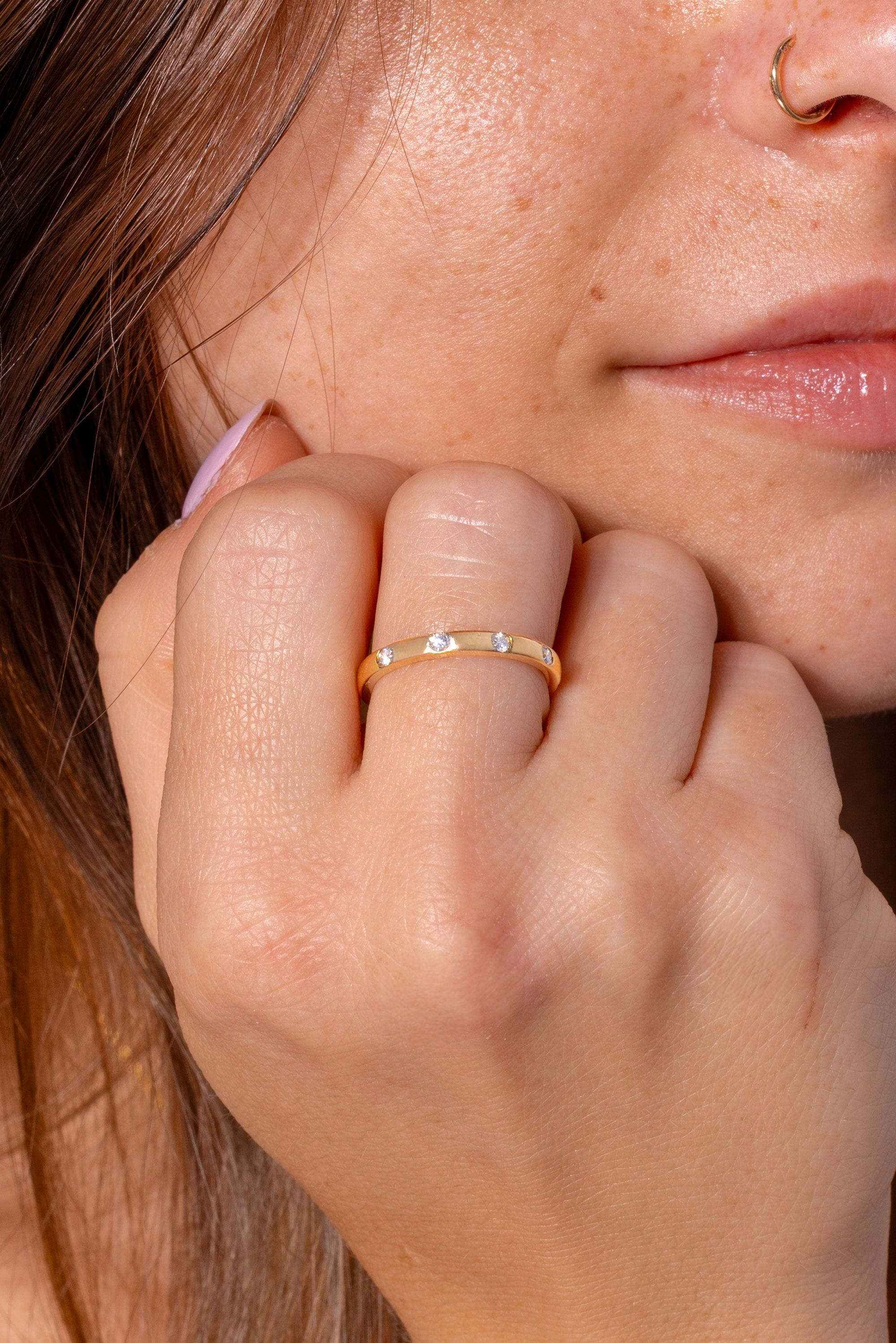 Round Diamond Inlay Band Rings Princess Bride Diamonds 