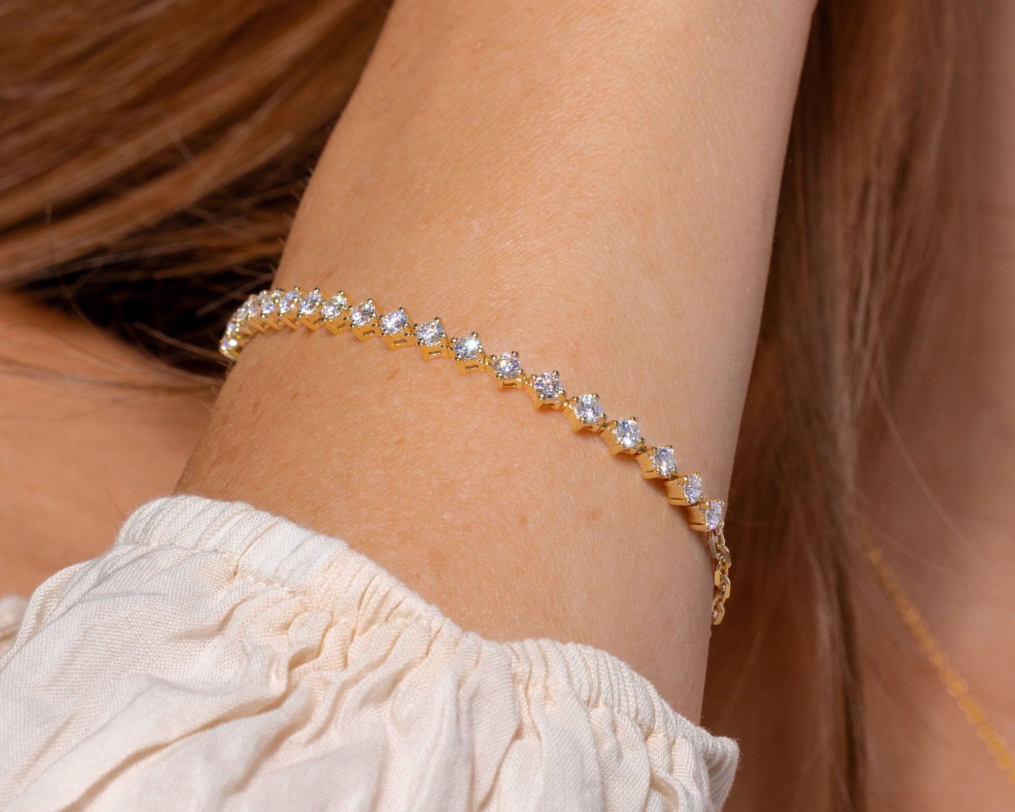 Round Lab Diamond Tennis Paperclip Bracelet Bracelets Princess Bride Diamonds 