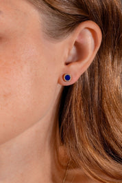 Round Lapis Lazuli Stud Earrings - PBD Earrings