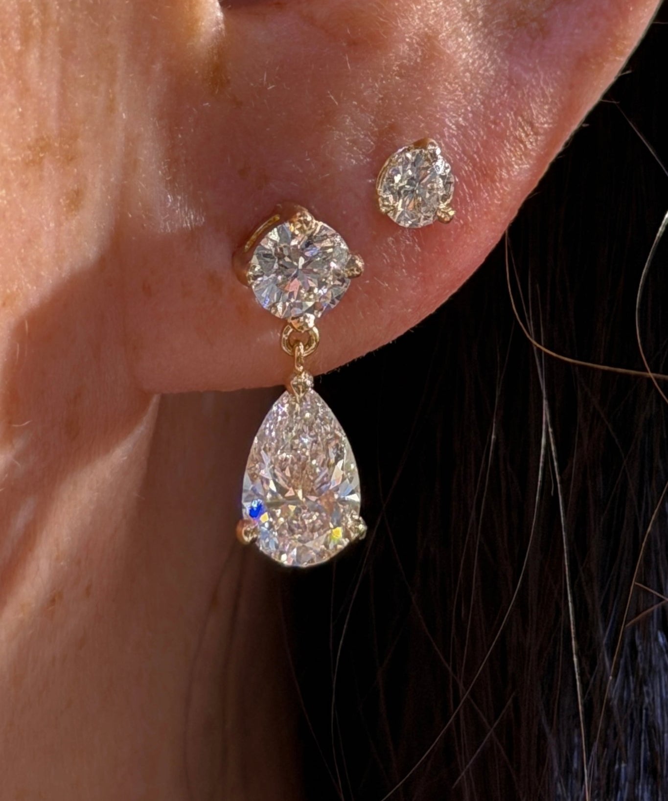 Round & Pear Drop Studs - PBD Earrings
