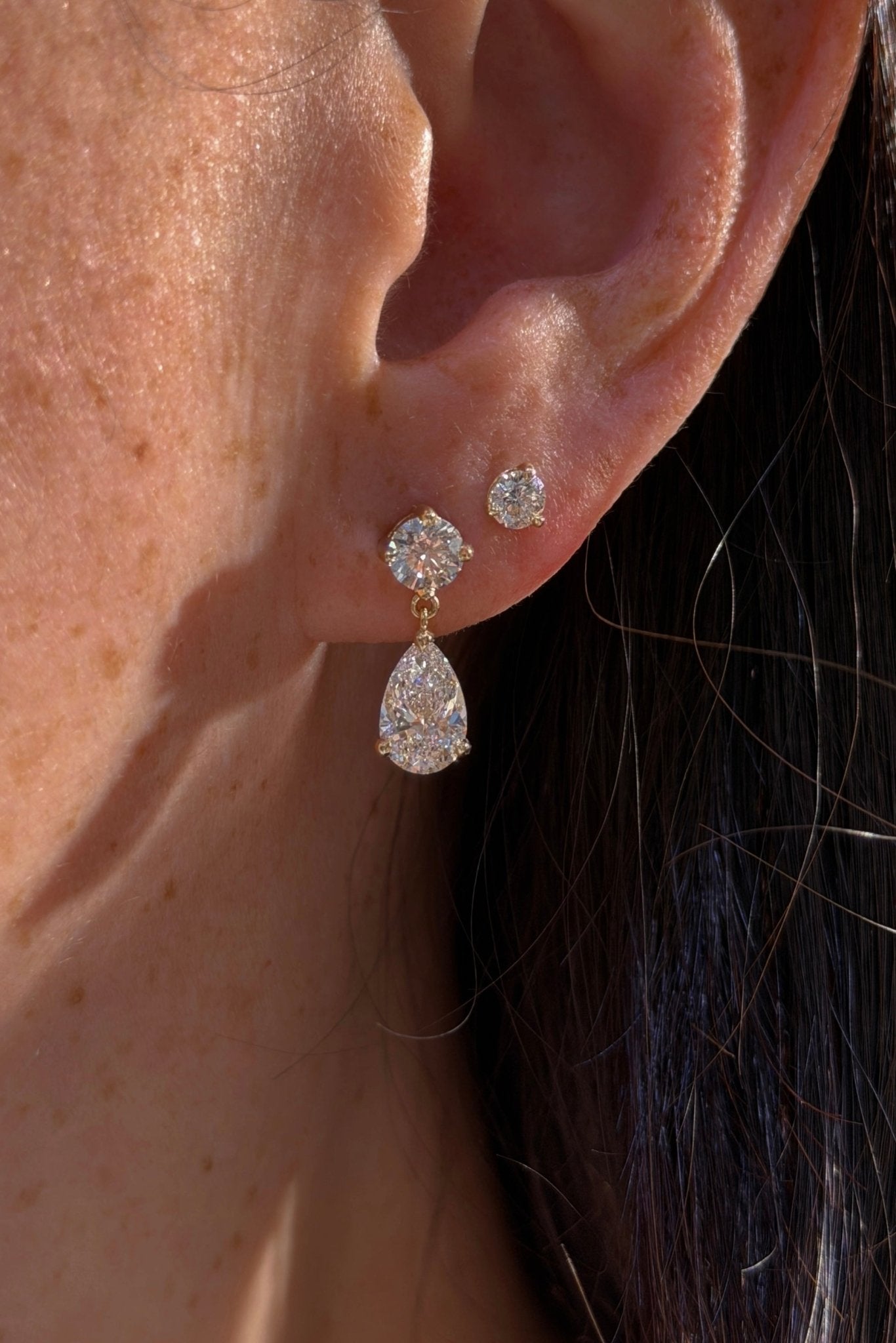 Round & Pear Drop Studs - PBD Earrings