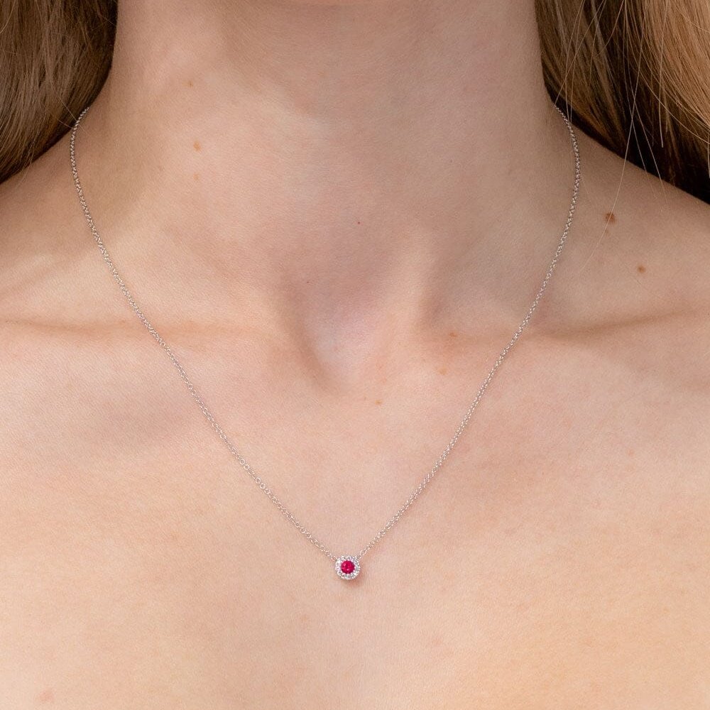 Ruby & Diamond Halo Necklace Necklaces Princess Bride Diamonds 