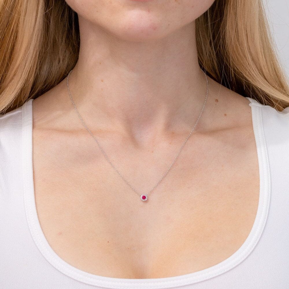 Ruby & Diamond Halo Necklace Necklaces Princess Bride Diamonds 