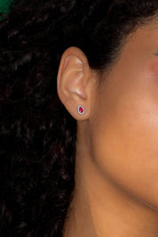 Ruby & Diamond Pear Halo Studs - PBD Earrings