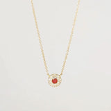 Ruby Double Diamond Halo Necklace