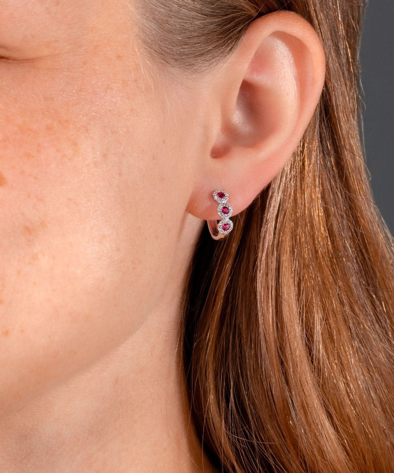 Ruby Halo Huggies - PBD Earrings