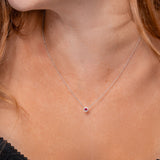 Mini Ruby Diamond Halo Necklace