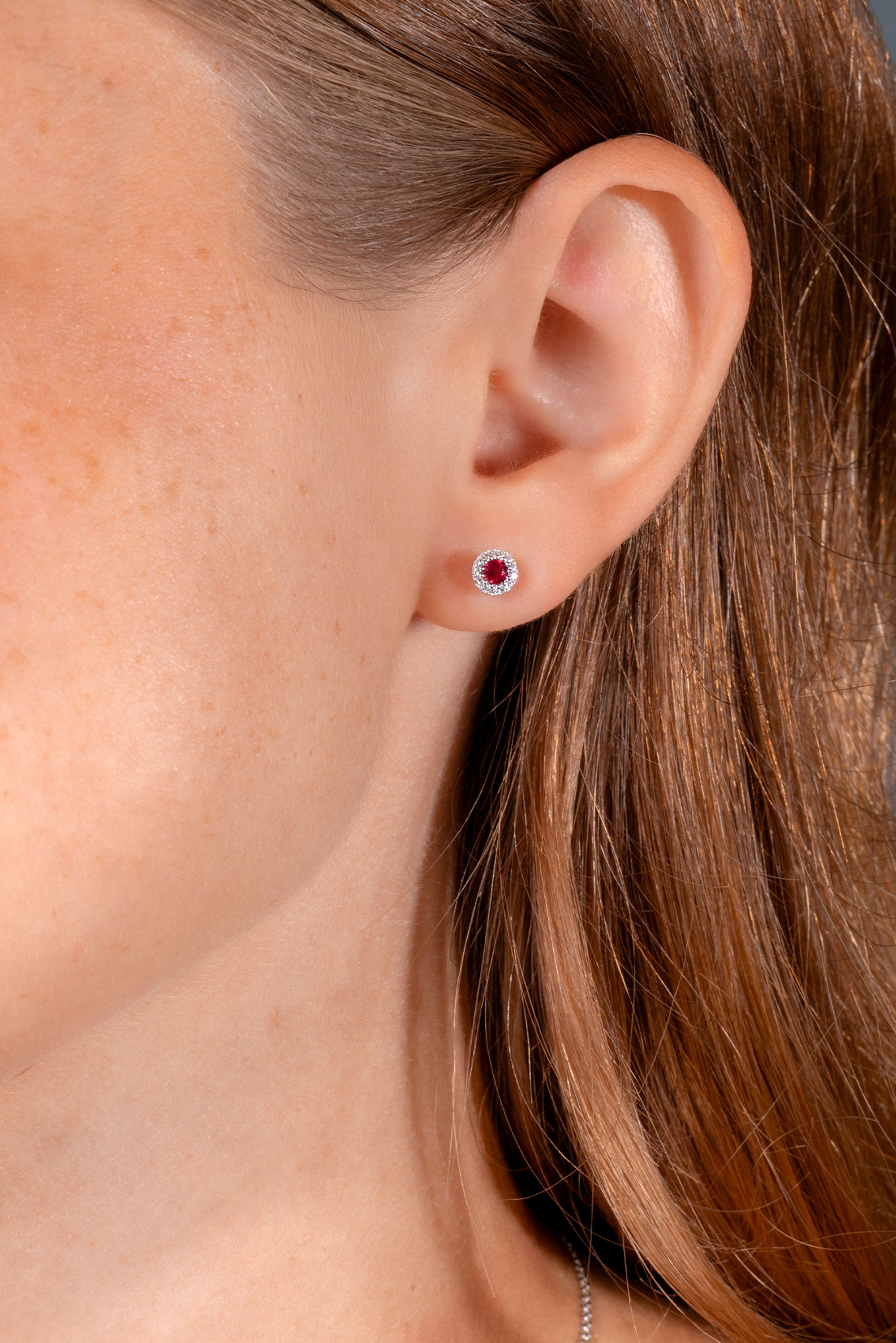 Ruby Halo Studs