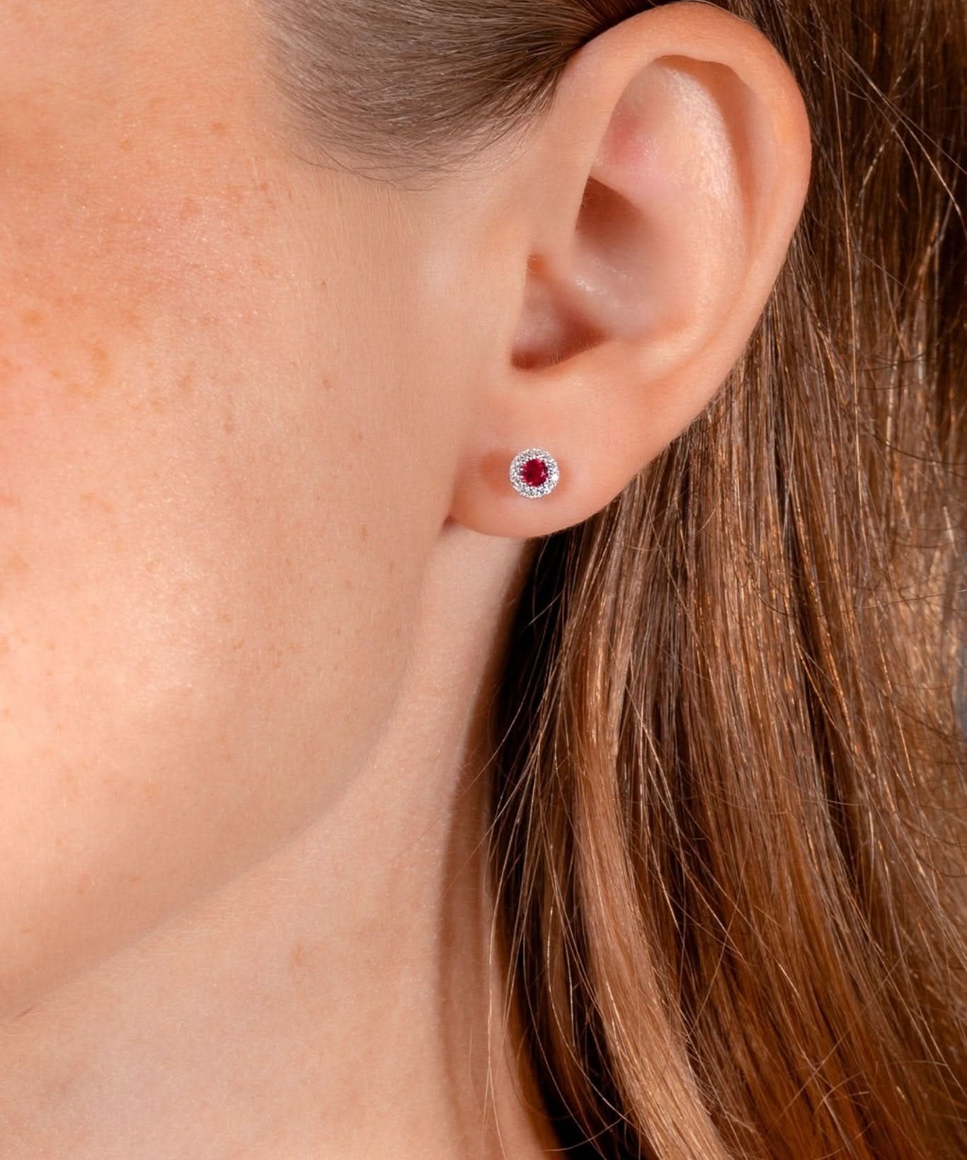 Ruby Halo Studs - PBD Earrings