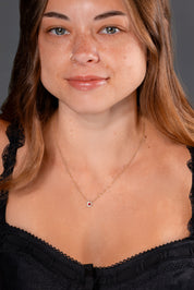 Ruby Double Diamond Halo Necklace