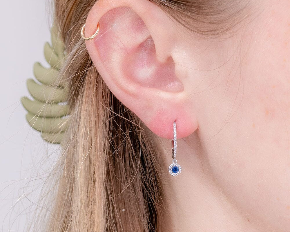 Sapphire & Diamond Halo Drops Earrings Princess Bride Diamonds 