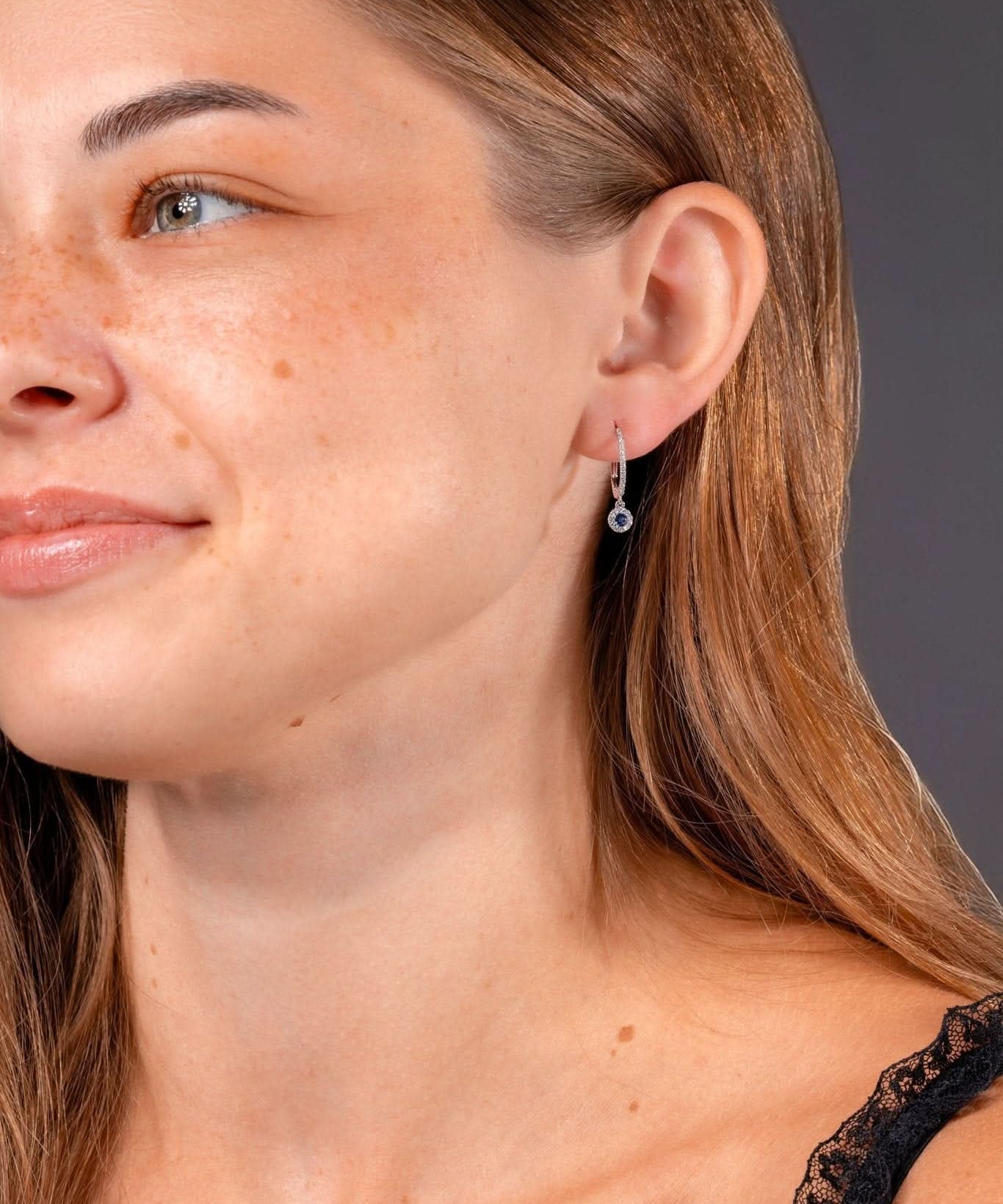 Sapphire & Diamond Halo Drops - PBD Earrings