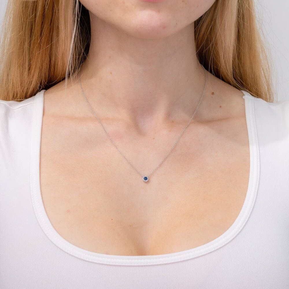 Sapphire & Diamond Halo Necklace Necklaces Princess Bride Diamonds 