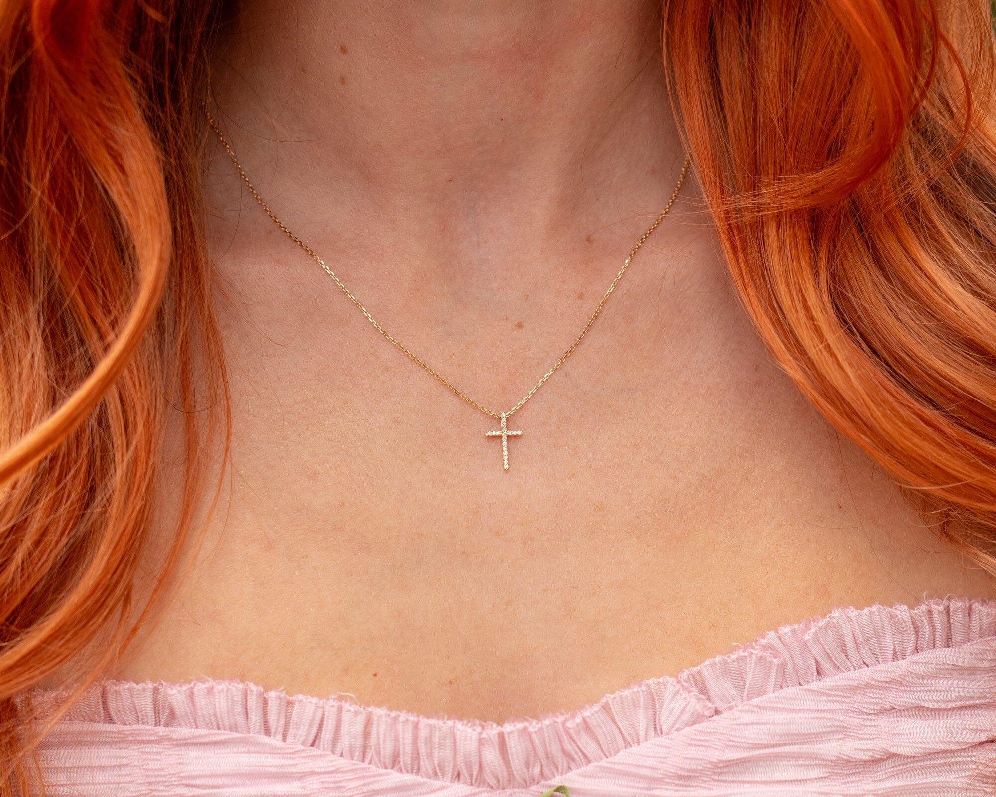 Skinny Diamond Cross Necklaces Princess Bride Diamonds 