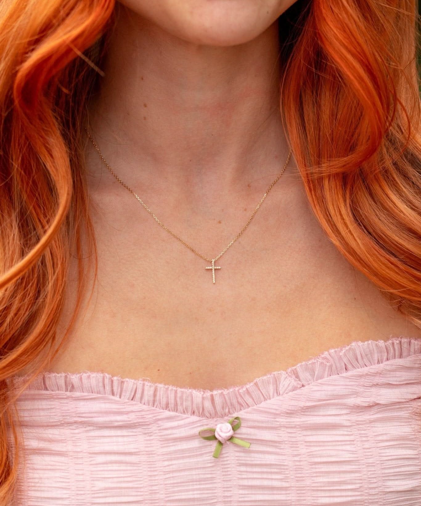 Skinny Diamond Cross - PBD Necklaces