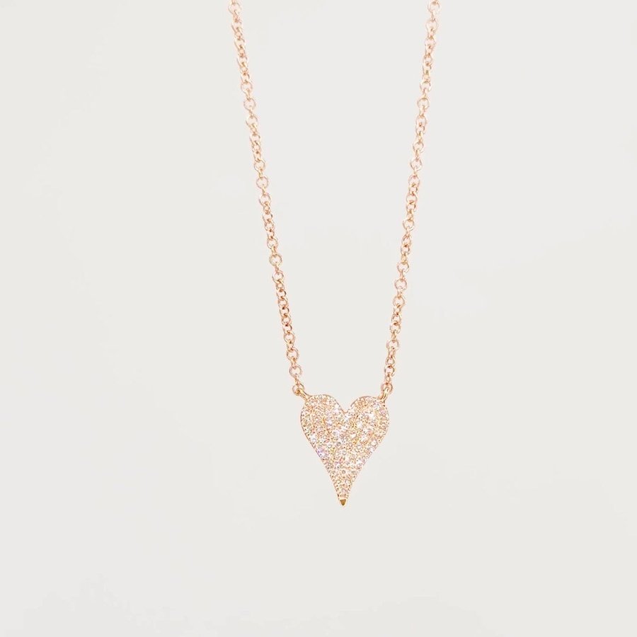 Small Pavé Heart Necklace Rose Gold Necklaces Princess Bride Diamonds 