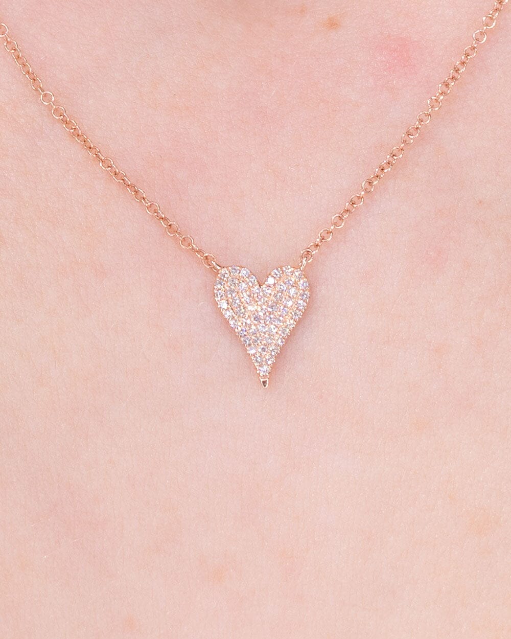 Small Pavé Heart Necklace Rose Gold Necklaces Princess Bride Diamonds 