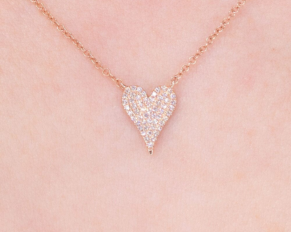 Small Pavé Heart Necklace Rose Gold Necklaces Princess Bride Diamonds 