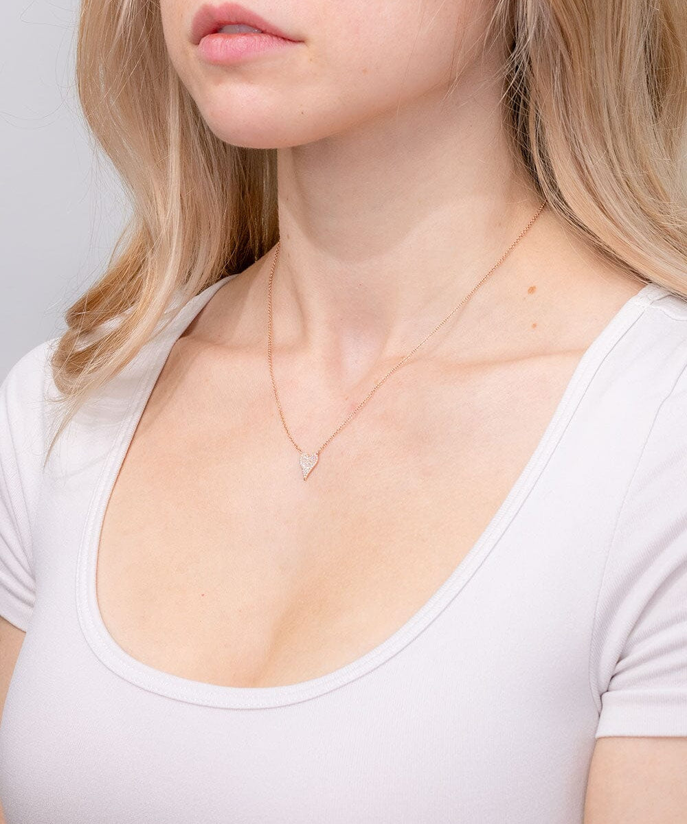 Small Pavé Heart Necklace Rose Gold Necklaces Princess Bride Diamonds 