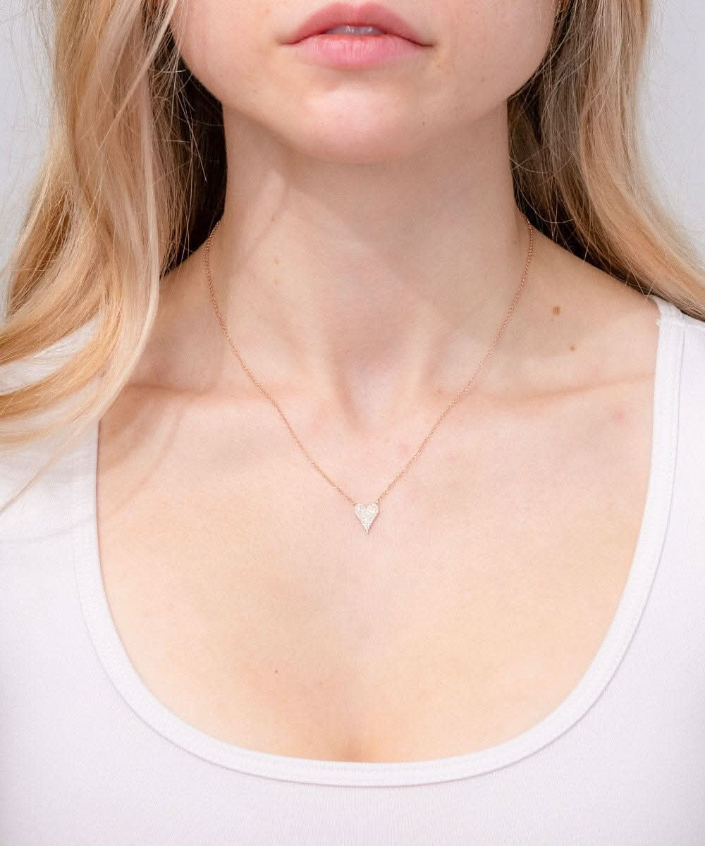 Small Pavé Heart Necklace Rose Gold - PBD Necklaces