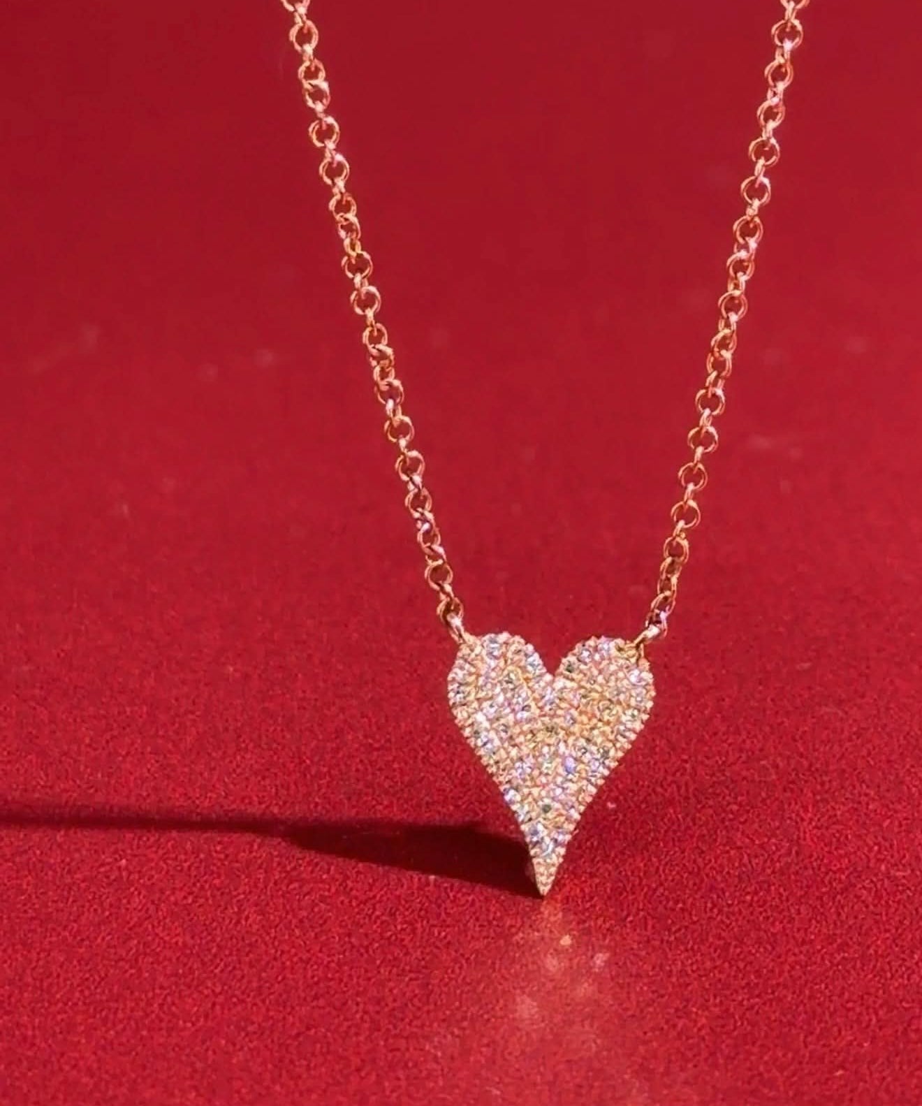 Small Pavé Heart Necklace Rose Gold - PBD Necklaces