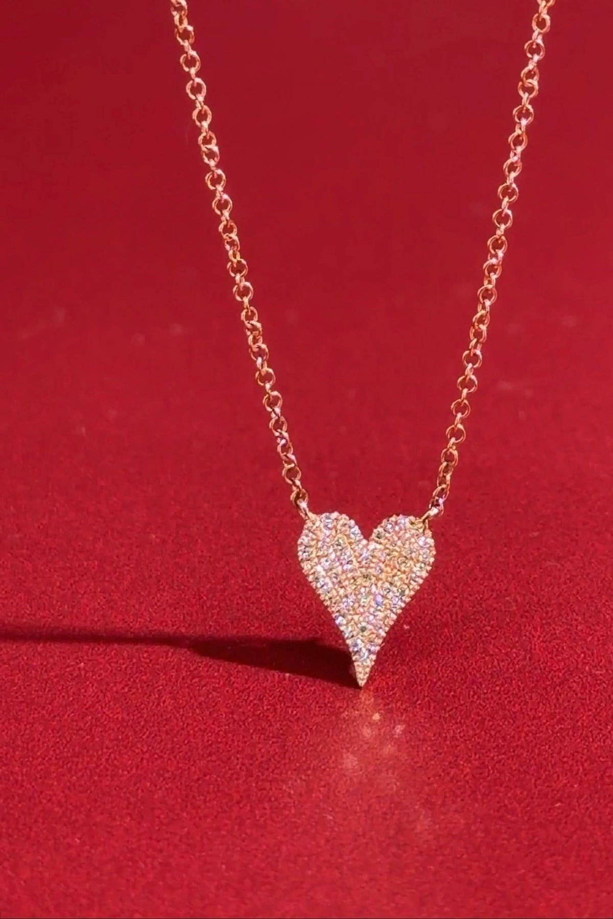 Small Pavé Heart Necklace Rose Gold - PBD Necklaces