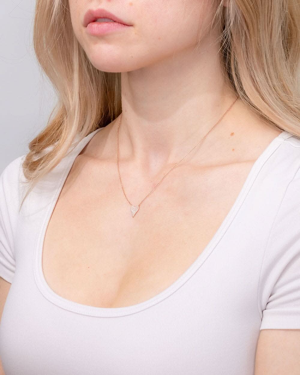 Small Pavé Heart Necklace Rose Gold - PBD Necklaces