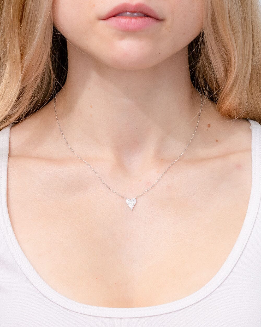 Small Pavé Heart Necklace White Gold Necklaces Princess Bride Diamonds 