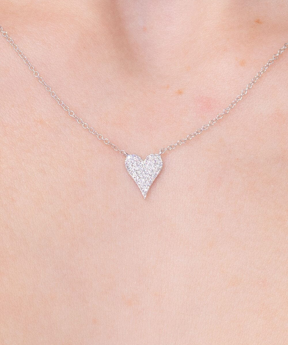 Small Pavé Heart Necklace White Gold Necklaces Princess Bride Diamonds 